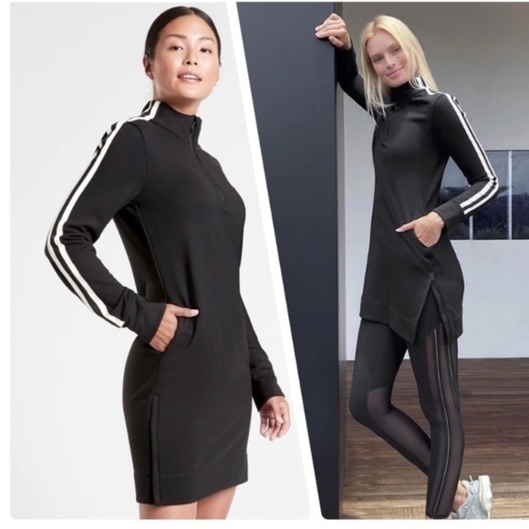 Athleta XS Crosstown Track Dress Pullover Long Sleeve with Pockets‎ - Picture 1 of 15